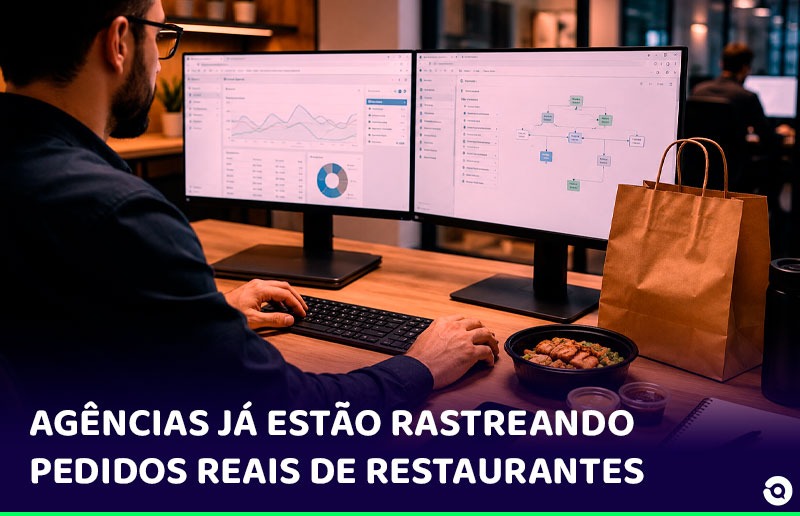 Agência de marketing analisando rastreamento de pedidos de restaurantes com GTM e API de conversão integrada ao delivery online da MeuCardapio.ai